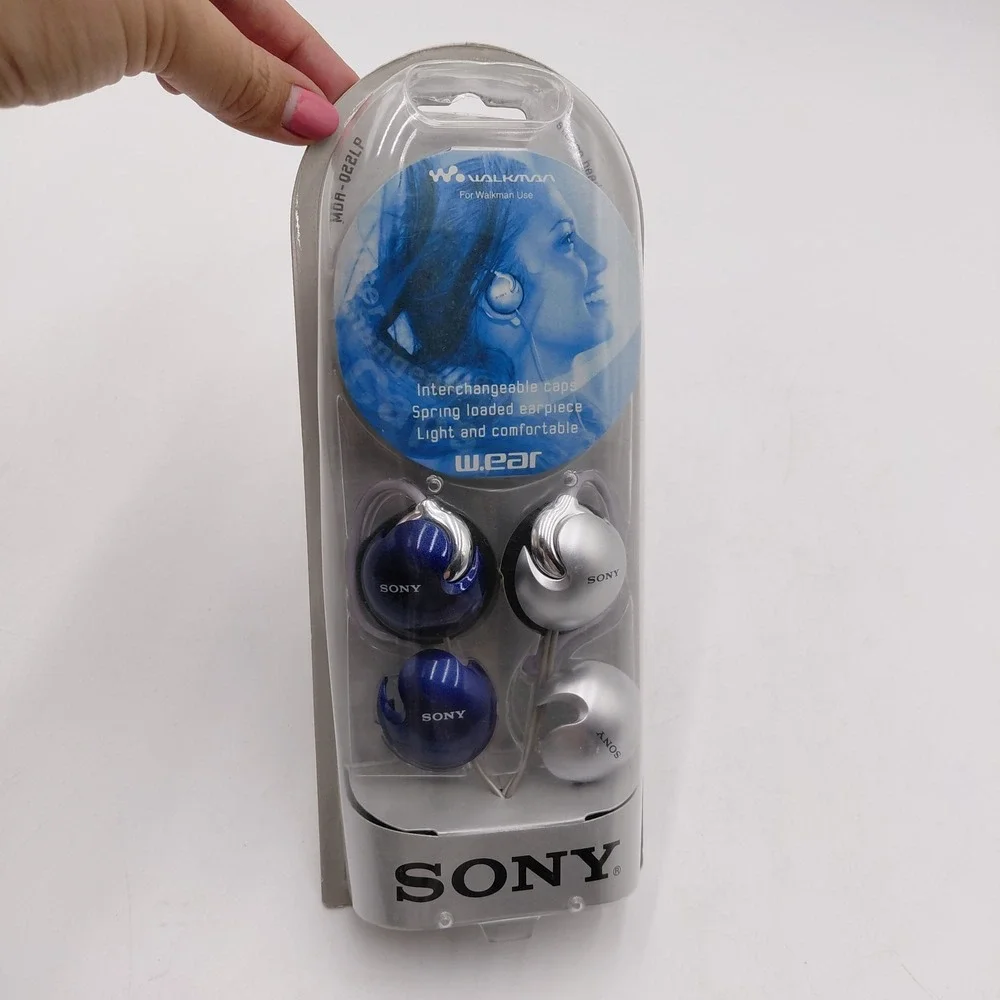 Sony MDR-Q22LP Ear-Hook Headphones NEW Silver/Blue Retro Vintage 2003 Sealed